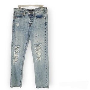 AERO Aeropostale jeans acid wash bottom fly boyfriend distressed jeans denim s…